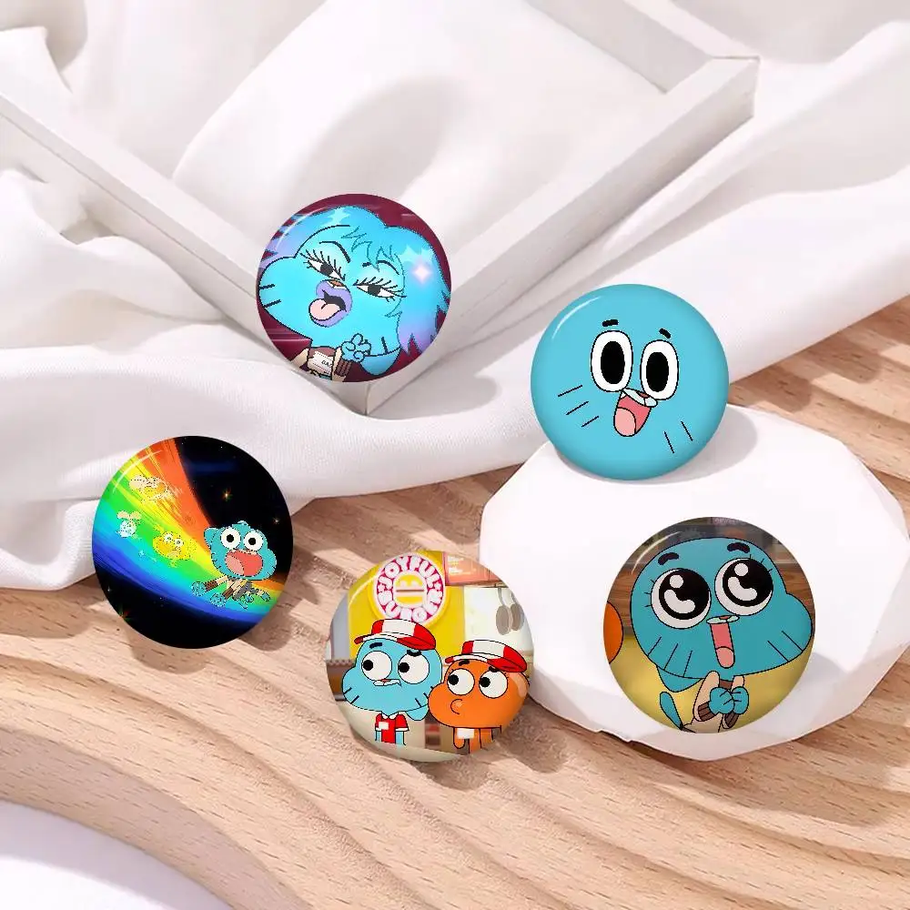 The Amazing World Of Gumballs Soft Button Pin Round Metal Badge Lapel Pin Parts Gift Friends Kid Jewelry