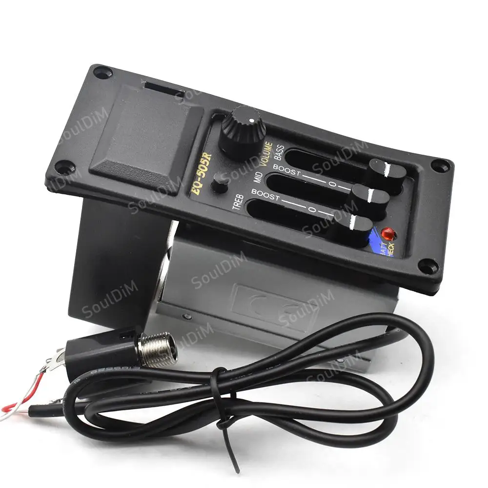 3 Band Right Hand EQ-505R/EQ-505 Acoustic Guitar EQ Equalizer Preamp Amplifier Guitar Pickup with 6.5MM Output Black Guitar Part