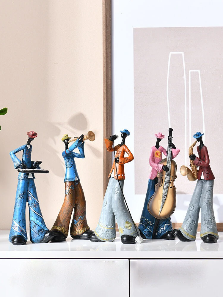 Europe Band Music Combination Figure Ornaments Resin Miniature Figurines for Fairy Garden Decor Arts And Crafts Living Room