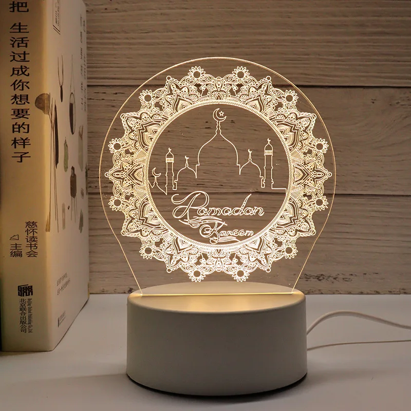 

Bedroom Home Decor Lamp USB Operated 3D Acrylic LED Night Light Islamic Muslim Ramadan Festival Supplies EID Mubarak Ornaments