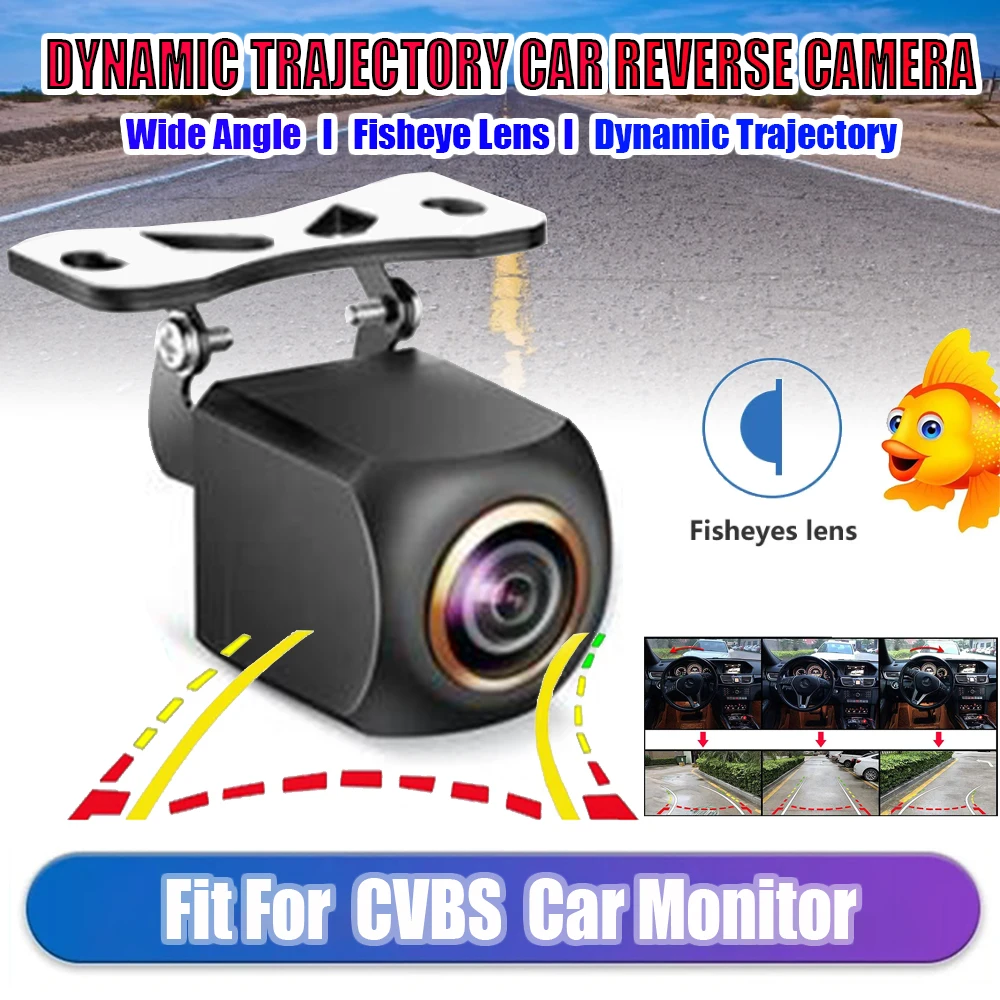 

170° Viewing Angle, Fisheye Lens Dynamic Trajectory Line, HD Night Vision Backup Camera for Cars Easy Installation, Perfect f
