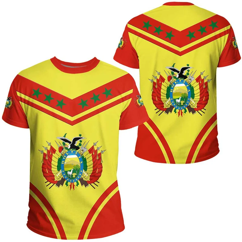 Bolivia Flag 3D Printed T Shirt For Men Sportwear Bolivian Outdoor Short Sleeve Jersey National Emblem Graphic T-shirt Kid Tops