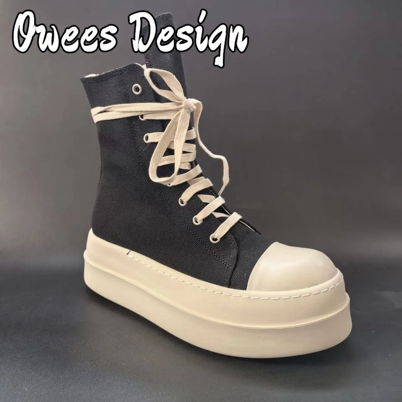 

Brand Men Thick Sole Shoes Women Classic Black Canvas Shoes Hip Hop Style Design Men Platform Sneakers Lace Up Casual Shoes