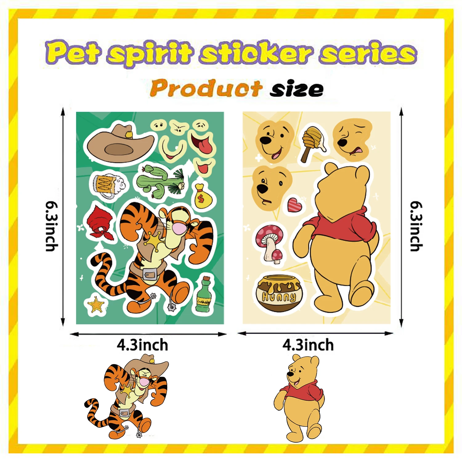 32Sheets Disney Winnie the Pooh His Friends Theme Stickers Cartoon Cup Stickers Kids Bedroom Family Cup Decoration Items