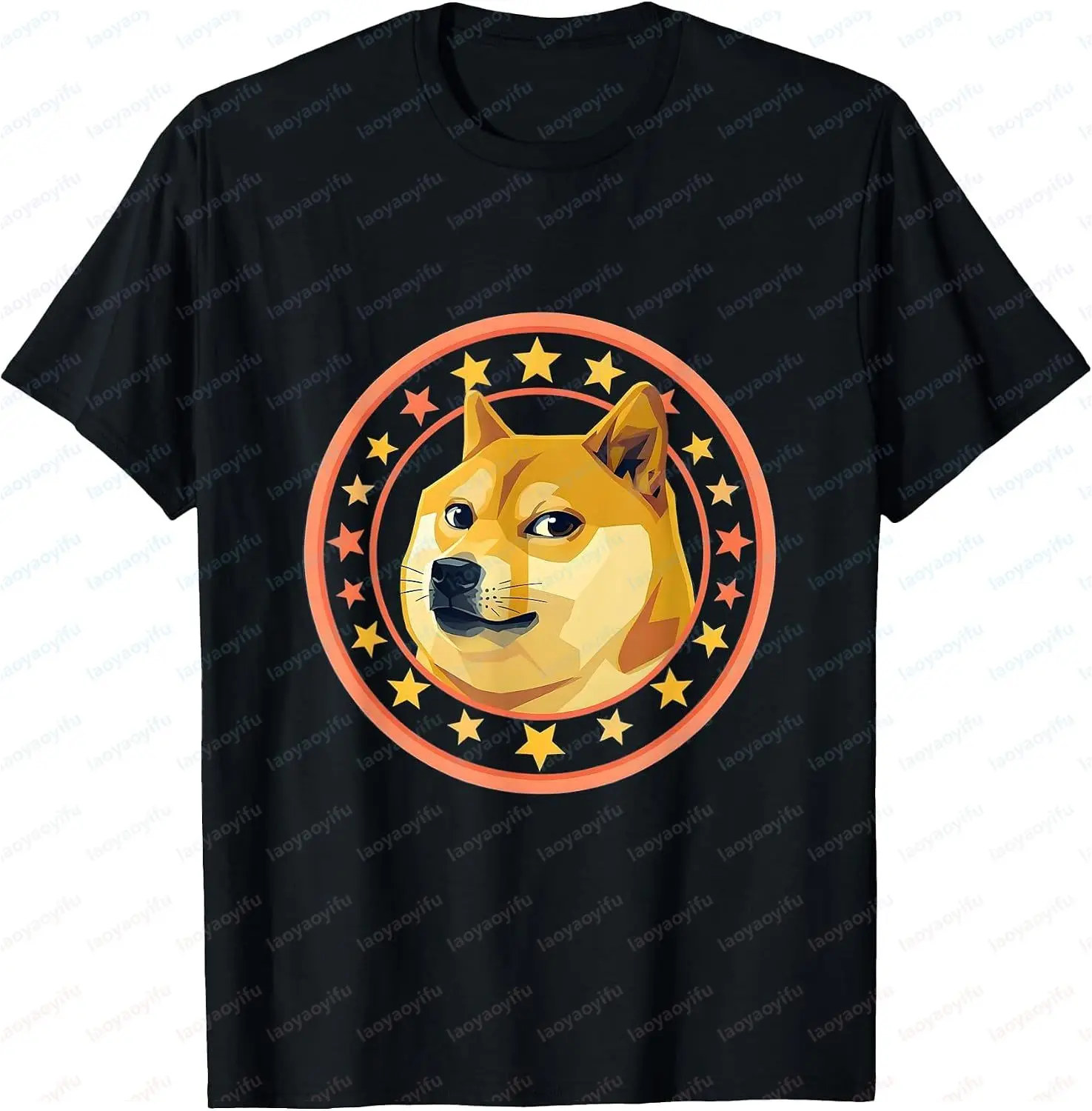 Doge Shiba Inu Surrounded By Floating Stars T-Shirt Funny and Interesting Printed Shirt Unisex T-shirt Fashionable Casual