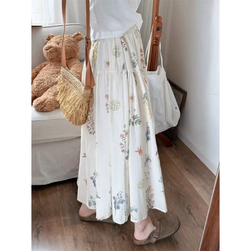 Nieuwe gestikte elastische hoge taille bedrukte mode losse veelzijdige casual rokken voor dames