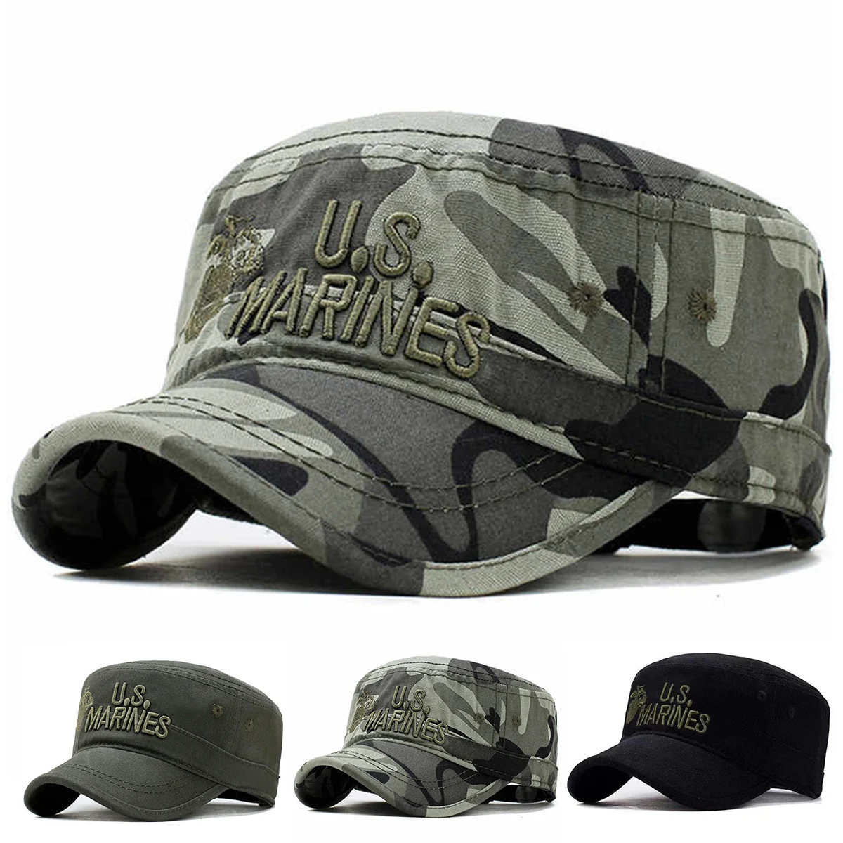 Unisex US MARINES Stickerei Baseball Kappe Frühling Herbst Im Freien Einstellbare Casual Hüte Männer Flache Top Military Caps Hip-hop Hut – Detail 1
