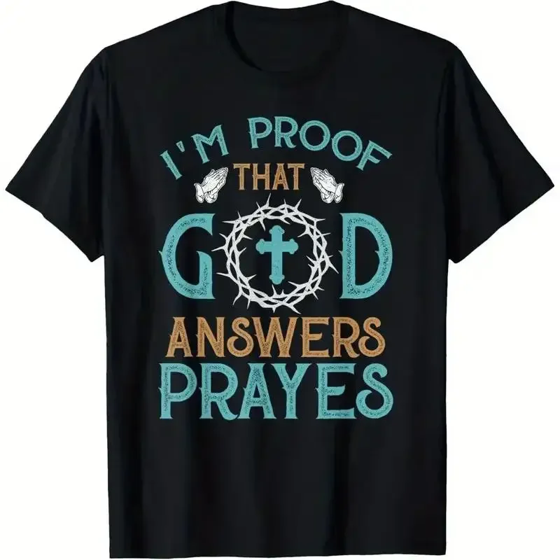 I'm Proof That God Answers Prayers Family Christian T Shirt Small Black Suita