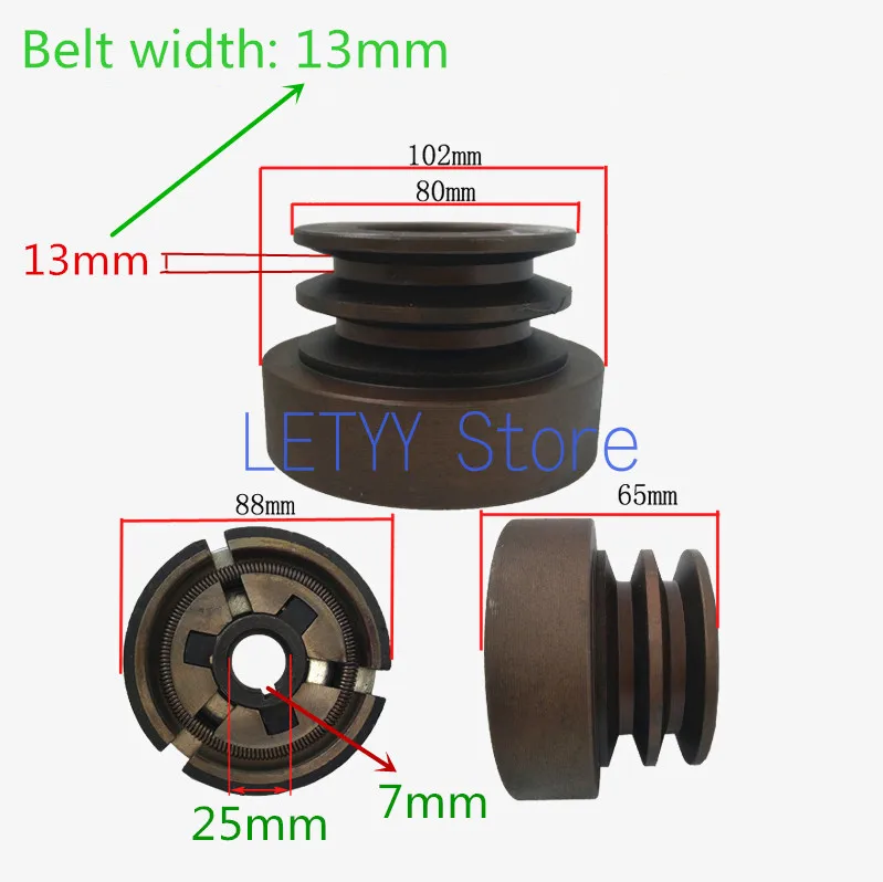 1 Piece Double Groove Belt Clutch Fits for 188F/190F/GX390/GX420 Engine with 20mm/25mm Shaft Output Used for Water Pump/cutter