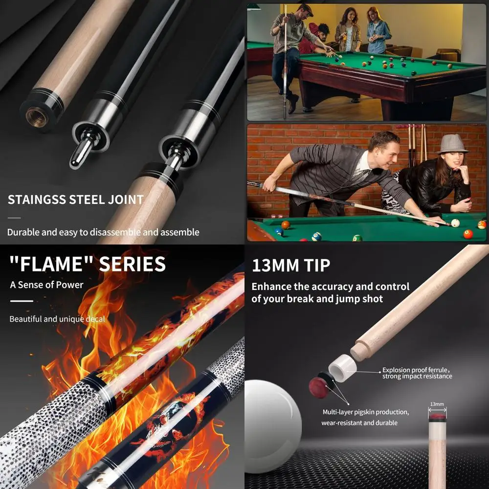 

Кии для бассейна из канадского клена, 18–20 унций, телескопическое углеродное волокно, с низким дефектом, идеально подходят для взрослых и баров, бильярдов