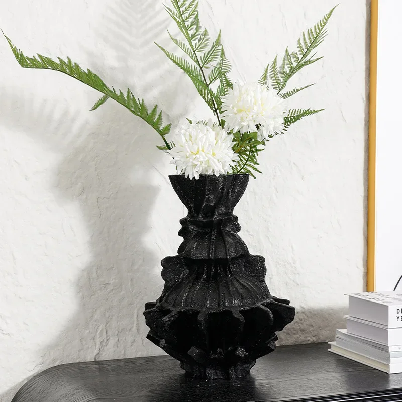 *&S Resin Handicrafts Flower Vase Abstract Pleated Gear Resin Vase Flower Arrangement Accessories Home Decoration Accessories