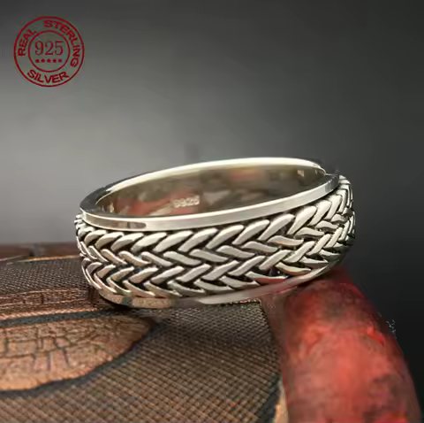 Fashion Simple S925 Sterling Silver Ring Elegant Rotating Rings for Stress Management and Fashion Enthusiasts Creativity Jewelry