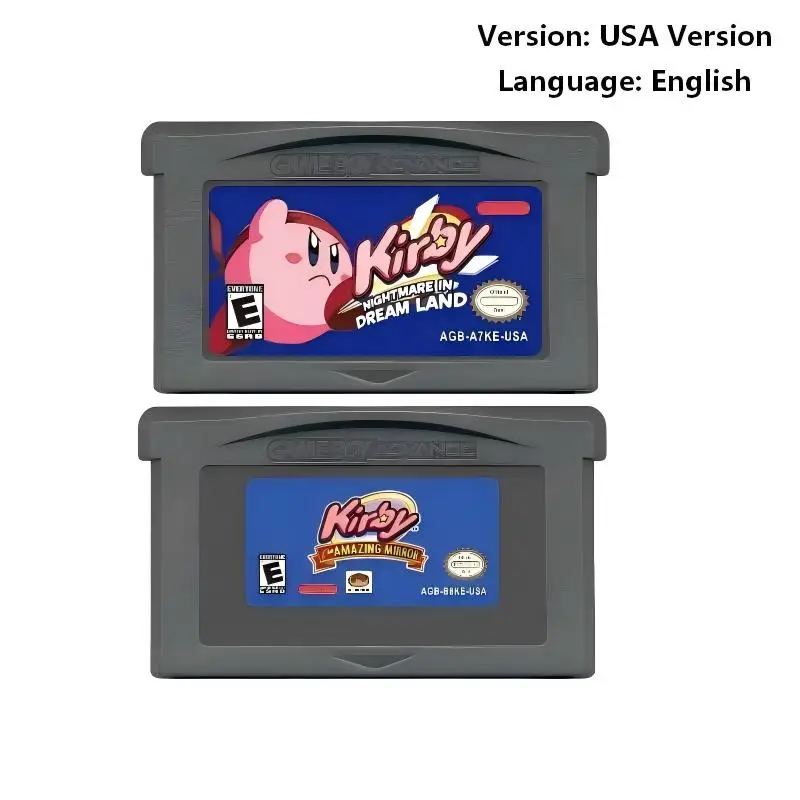 Kirby GBA Game Cartridge US Version English, Kirby & the Amazing Mirror, Nightmare in Dream Land, 2 Versions Optional