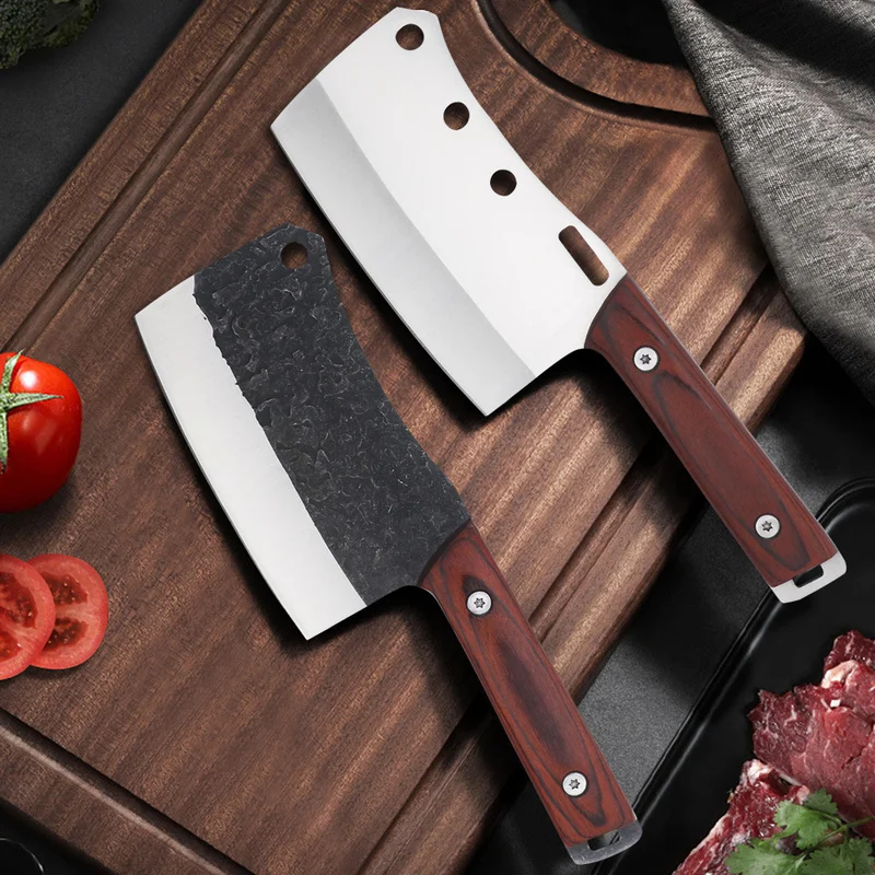 

Кованый нож из нержавеющей стали, нож для мяса, нож для шеф-повара, нож для барбекю, рыболовный нож с футляром