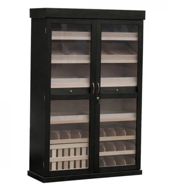 Armoire à cigares en bois Ceder espagnol avec humidificateur, vitrine, cave à cigares à double porte, personnalisé, magasin de fumée