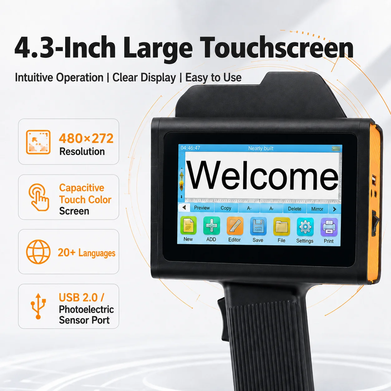 Faith 12.7mm Handheld Inkjet Printer Touch Screen Multilingual Portable Coding Machine Print QR Barcode Logo Batch Expiry Date