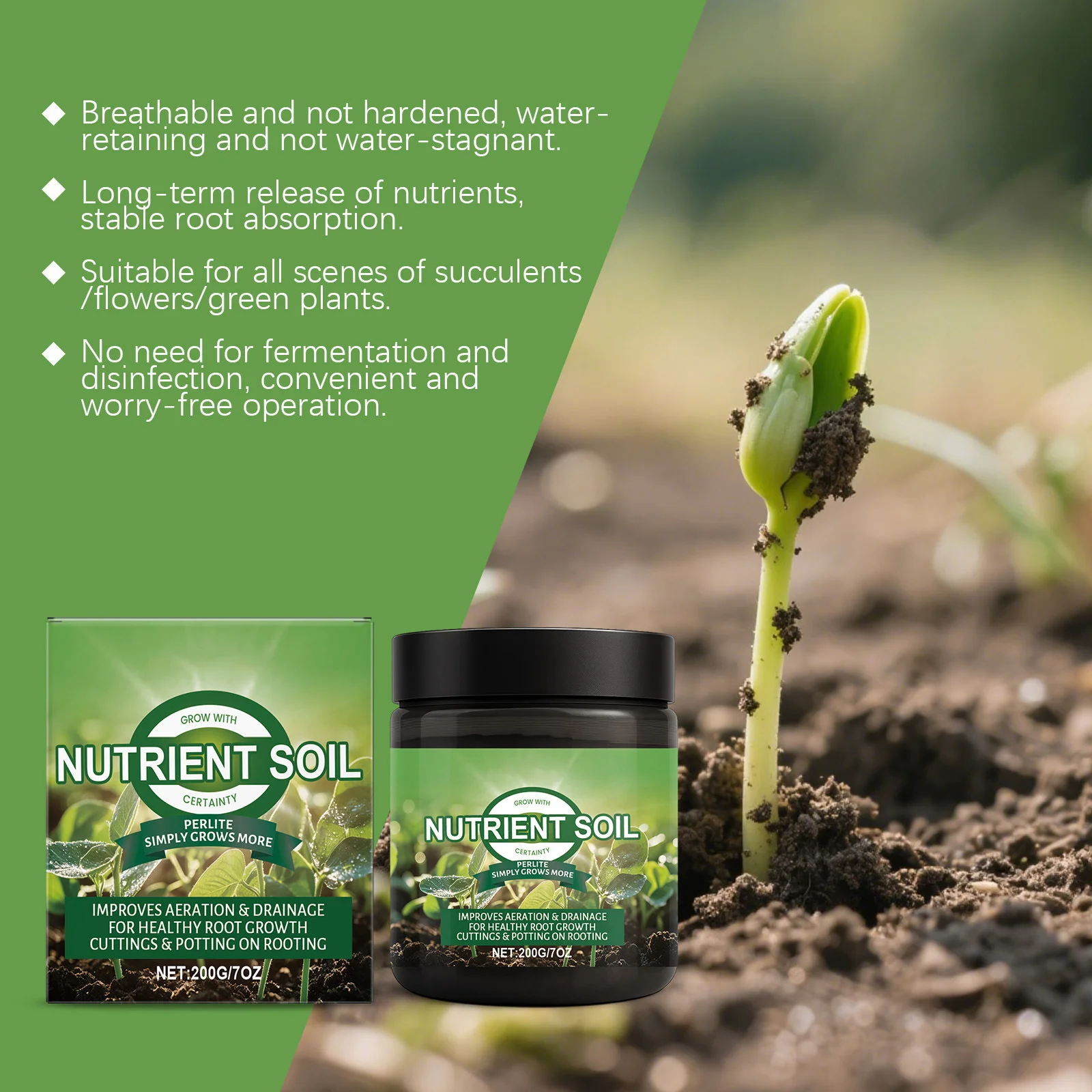200g Lightweight Soil Conditioner For Plants And Flowers With Improved Aeration And Moisture Retention