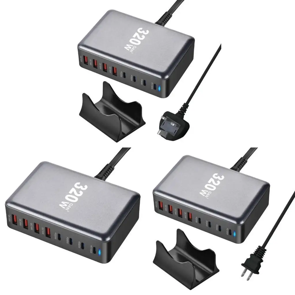 r53c-usb-c-急速充電-320w-窒化ガリウム-8-ポート-usb-usb-c-充電ステーション、qc18w-急速充電急速充電器付き