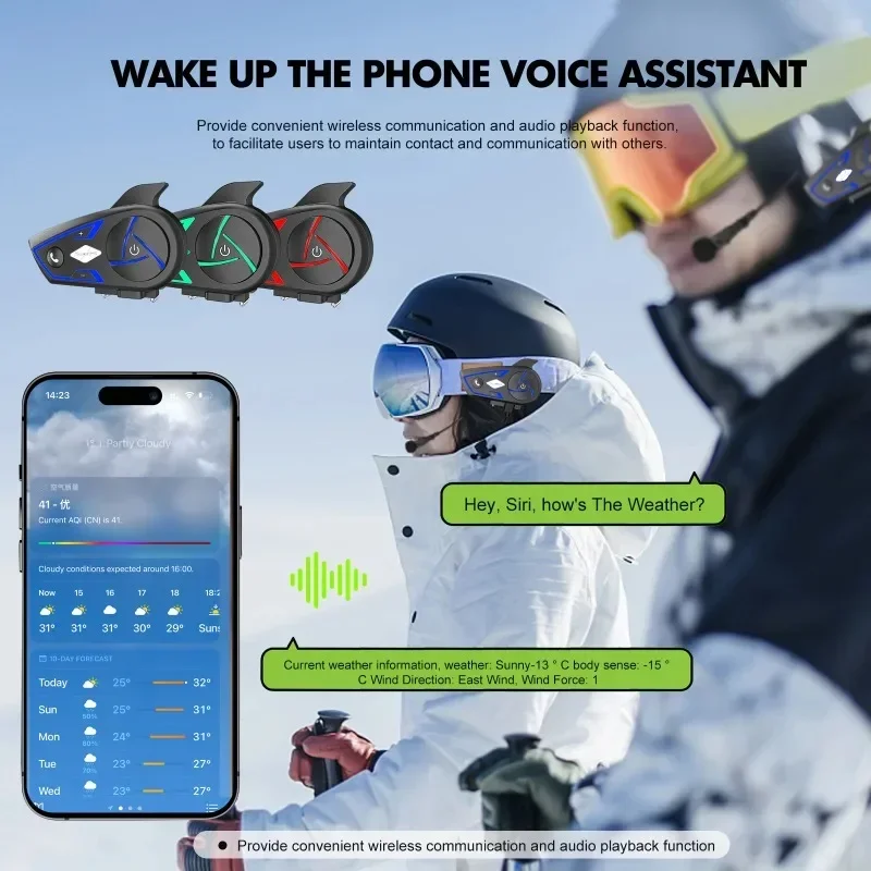 Houtonsen S3 Bike Helmet Intercom Headset BT5.0 1000M 6-Users Waterproof Bluetooth Speaker RGB LED Lamp for Riding