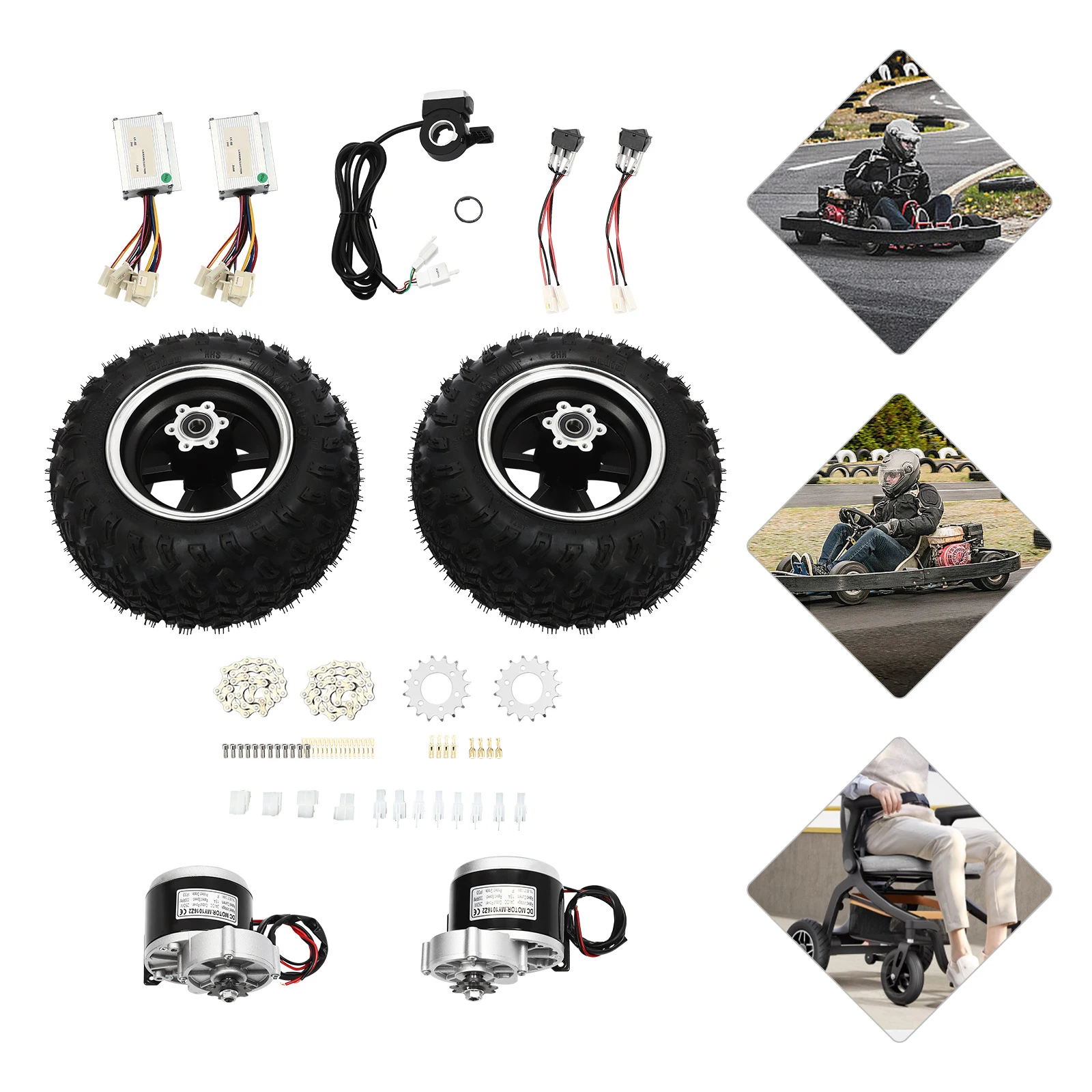Kit di Conversione Ruota Motore Elettrica, Set Doppia Ruota per Scooter Elettrico da Spiaggia, Kit Ruote per Scooter Elettrico da Carrello