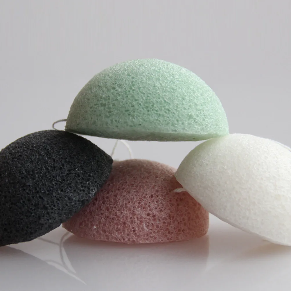 3Pcs Konjac Sponges Natural Round Facial Cleansing for Gentle Daily Exfoliating Remove Makeup Black Green White Wash Face view 6