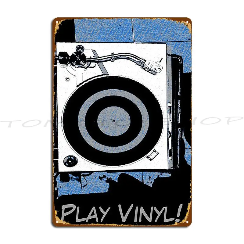 Vintage DJ Turntable With Floral Scrolls Ornament Play Vinyl Metal Plaque Club Bar Living Room Printing Iron   Tin Sign Poster
