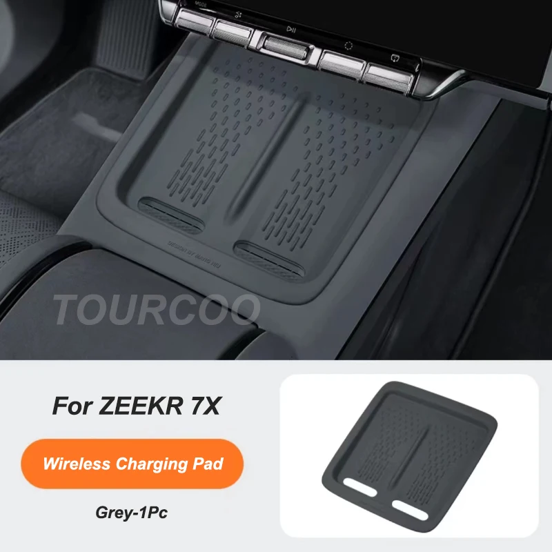 For Zeekr 7X 2024 2025 Center Console Water Cup Frame Cover Anti-slip Wireless Charging Silicone Mat Accessories