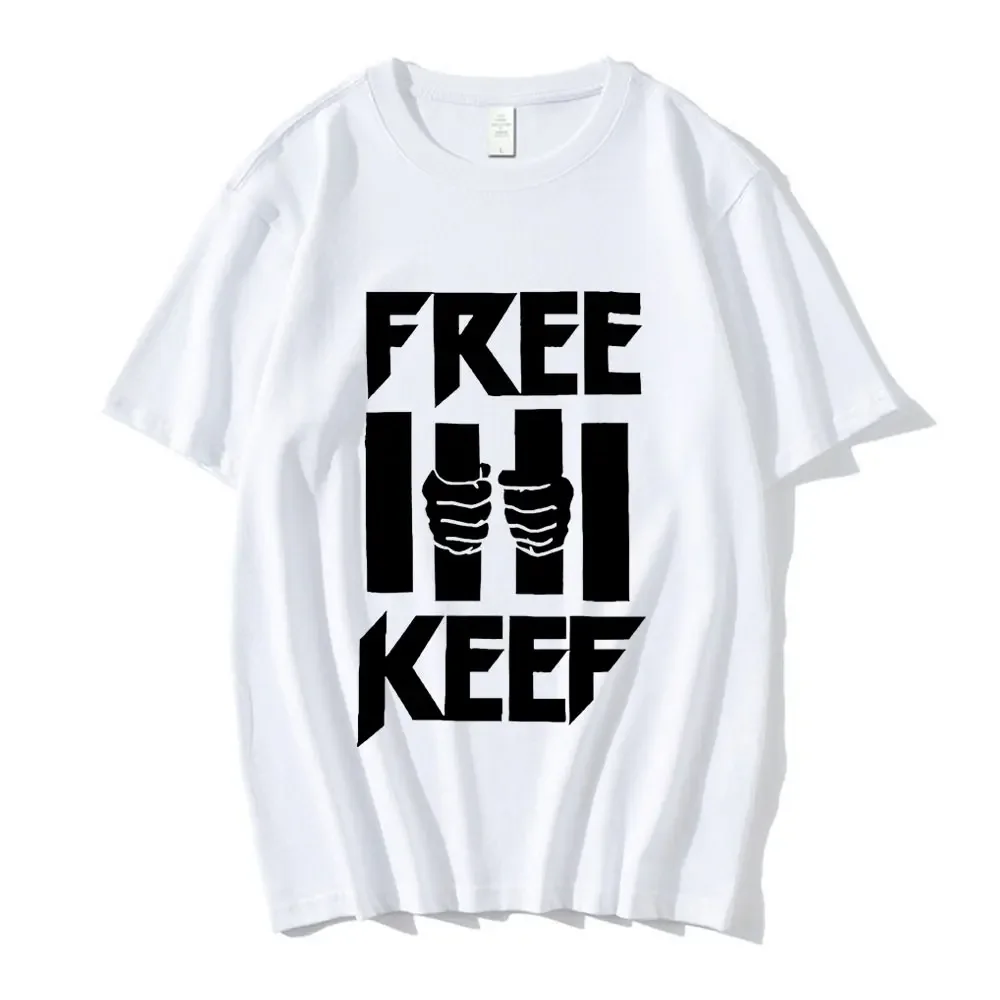 Chief Keef Free Keef Letter Print T Shirt Men's Fashion Vintage T-shirts Cotton Loose Oversized Short Sleeve T Shirts Streetwear