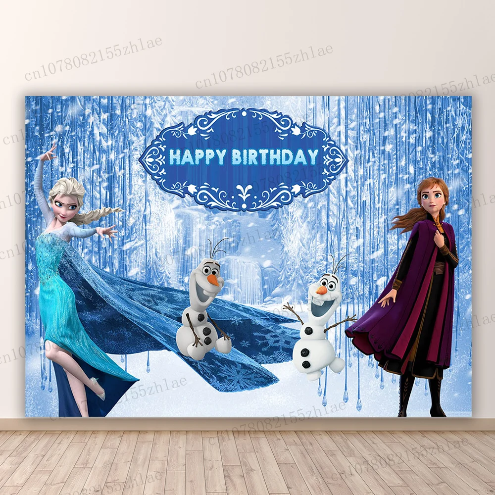 Cenário fotográfico de festa de aniversário congelado, chá de bebê, banner de festa de aniversário, fundo de foto de desenho animado