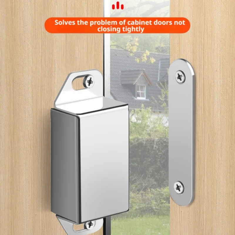 Stainless Steel Magnetic Cabinet Latch, Powerful Strong Door Catch Closure for Wardrobe Cupboard