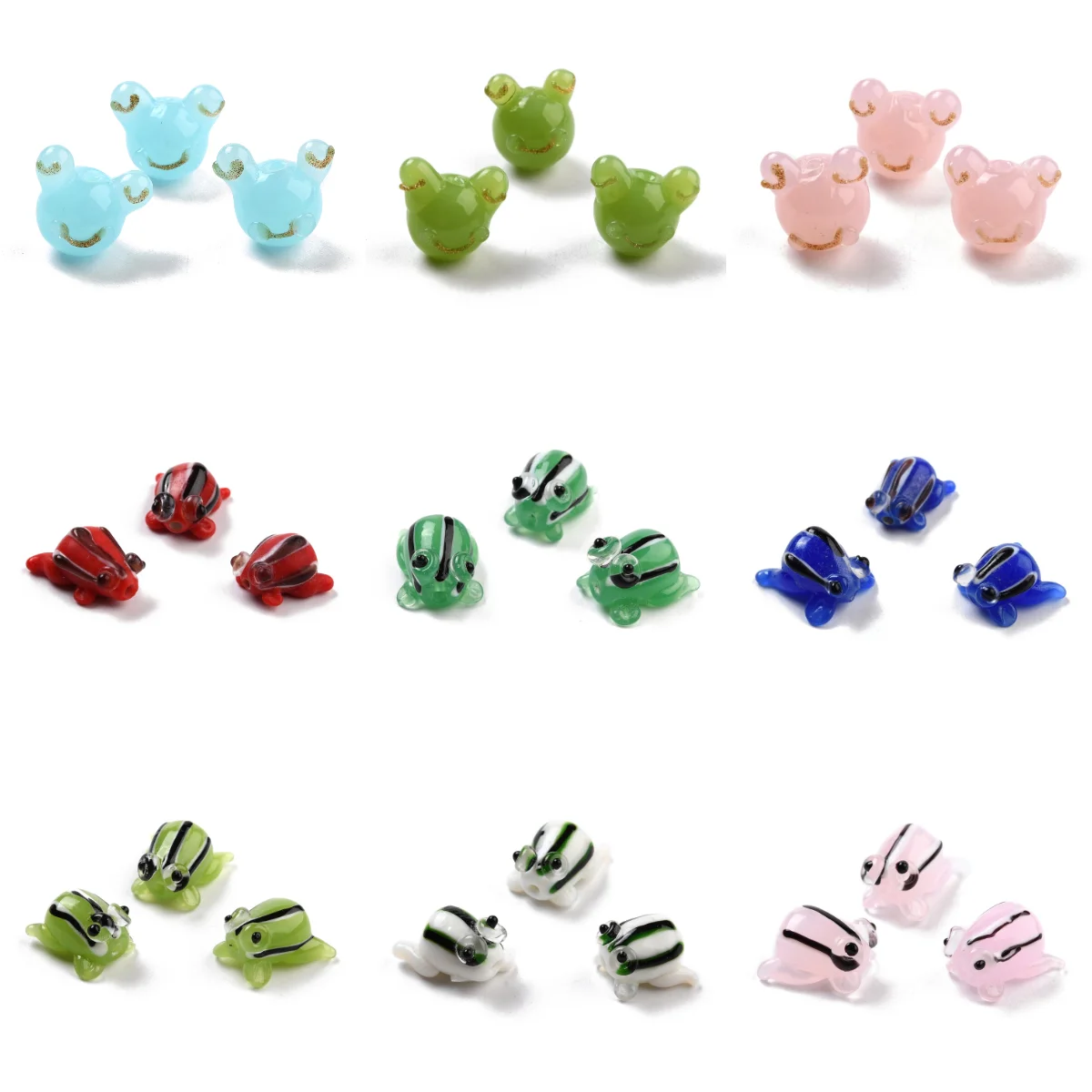 

Pandahall 5Pcs Cartoon Frog Lampwork Beads Cute Animal Lampwork Glass Beads for Jewelry Handmade DIY Earrings Necklace Accessory