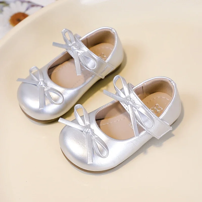 2025 خريف جديد الاطفال الشقق بلون تنوعا الفتيات الأميرة أحذية من الجلد الكورية نمط الأطفال عادية ماري جينس أقواس مزدوجة #4