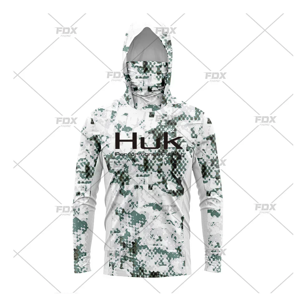 HUK Fishing UPF50+ Gear Angling Clothing Gear Camouflage Outdoor Long Sleeve Mesh UPF F-shirt RightTrack Angling Clothing