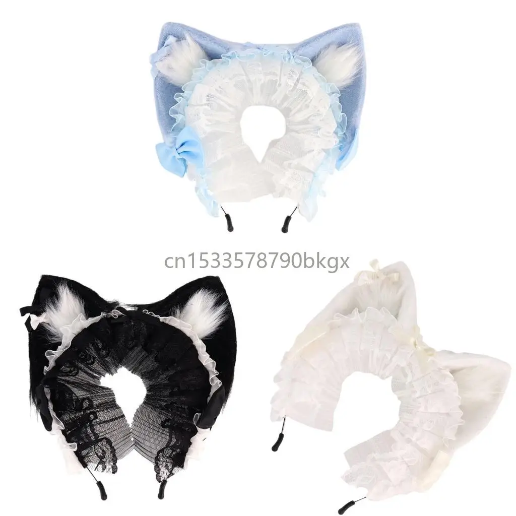 

Anime Animal Ear Headbands Plush Plush Bows Hairband For Costume Parties J78E