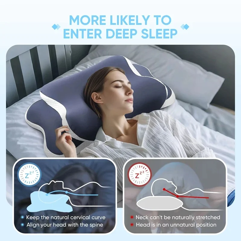 

Slow Rebound Memory Foam Cervical Pillow For Neck Support Pain Relief Ergonomic Orthopedic Pillow For Side And Stomach Sleepers