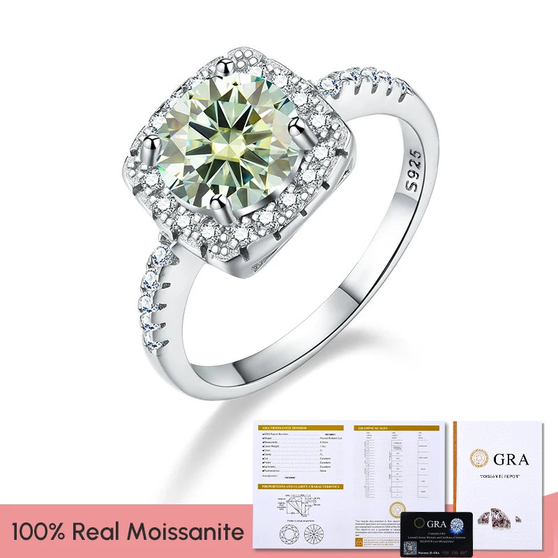 Stylever Luxury Real 0.5-3CT D Color Moissanite Diamond Wedding Halo Rings for Women 925 Sterling Silver Engagement Ring Jewelry