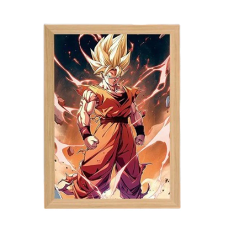 Dragon Ball Son Goku Anime Figura Luz, Moldura, Luz Noturna LED, Decoração Do Quarto De Aniversário, Lâmpada Da Lua Original Presentes