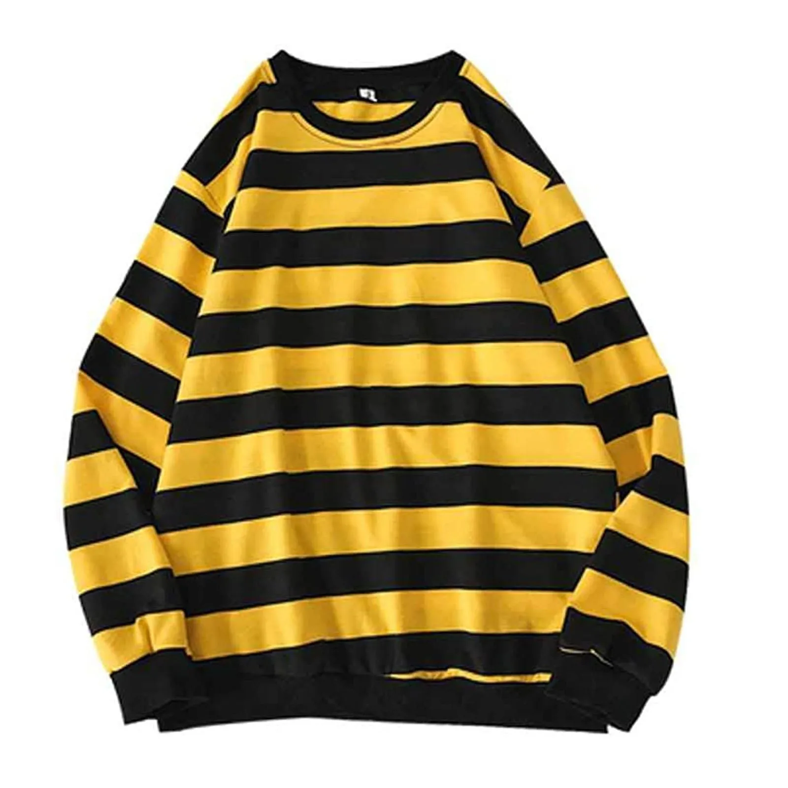 Women Autumn Winter Simple Striped Sweatshirt Slim Fit Long Sleeved T Shirt Korean Style Oversized Casual Fashion Crewneck Tops