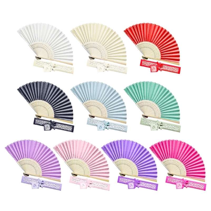 Delicate Packaging Organizers Silk Bamboo Fan Beach Outings Children Girl Boys Dropship