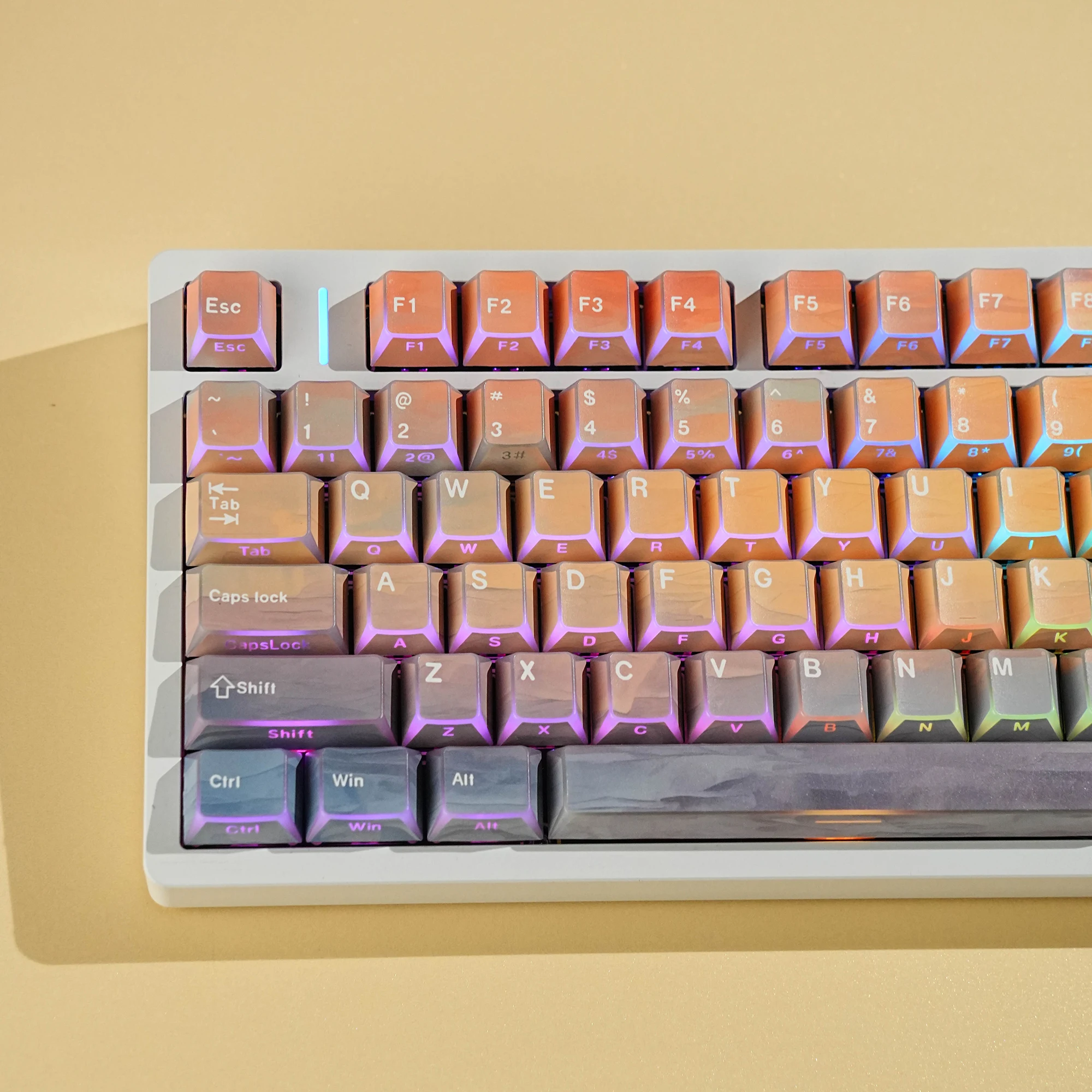 PBT Cherry Keycap Backlight Set Sunset Glow Gradient Mechanical Keyboard Keycaps DE UK RU KR ES For MX Switch Teclado Mecanico