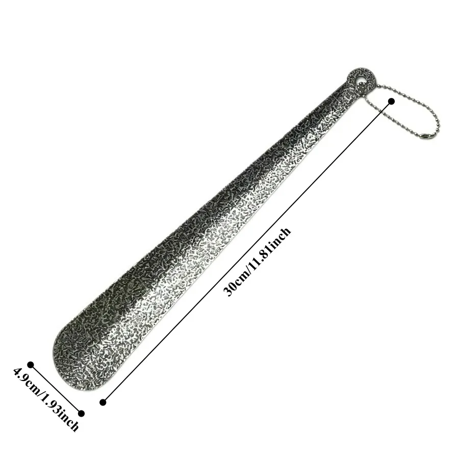 30cm Metal Shoe Horn,Long Handle with Lanyard, Smooth Edge & Ergonomic Grip, No-Bend Helper for Elderly Adults, Gift for Parents