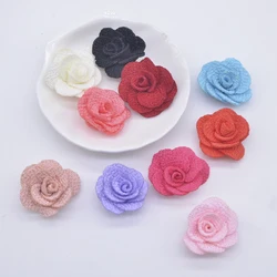 20Pcs 25mm Mesh Rose Flower Applique for DIY Clothes Hat Shoes Crafts Sewing Patches Headwear Hair Clips Decor Accessories