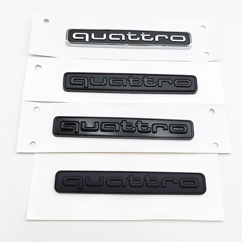 3D ABS Black Logo Quattro Emblem Car Rear Trunk Badge Decal For Audi A1 A2 A3 A4 A5 A6 A7 Q2 Q3 Q5 Q7 Quattro Sticker Accessorie