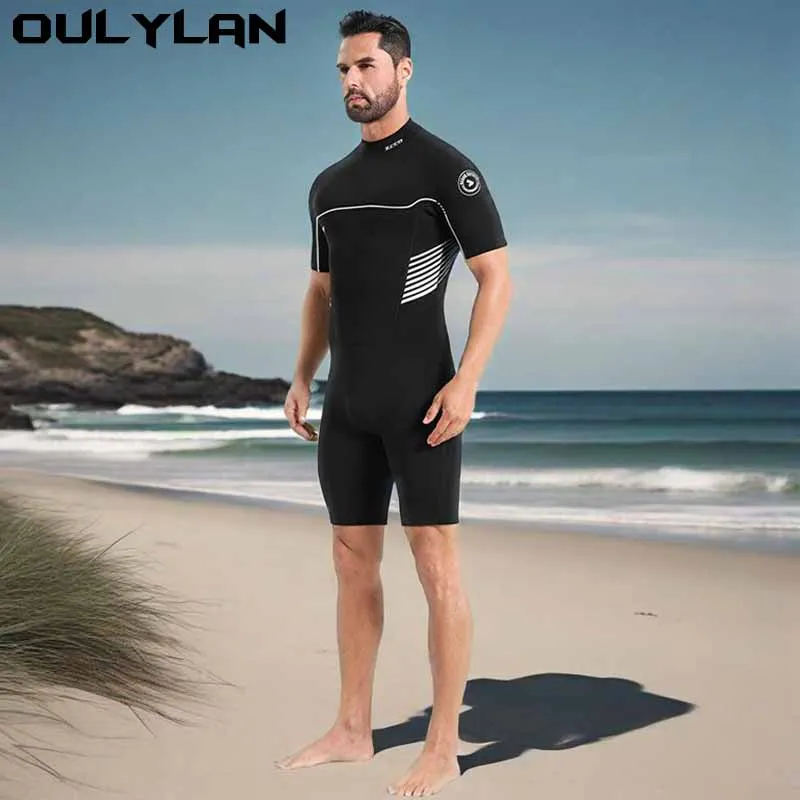 

Oulylan Underwater Snorkeling Swimming Surfing 3/2mm Neoprene Wetsuit Professional Diving Wetsuit Zip short Sleeves Diving Suit