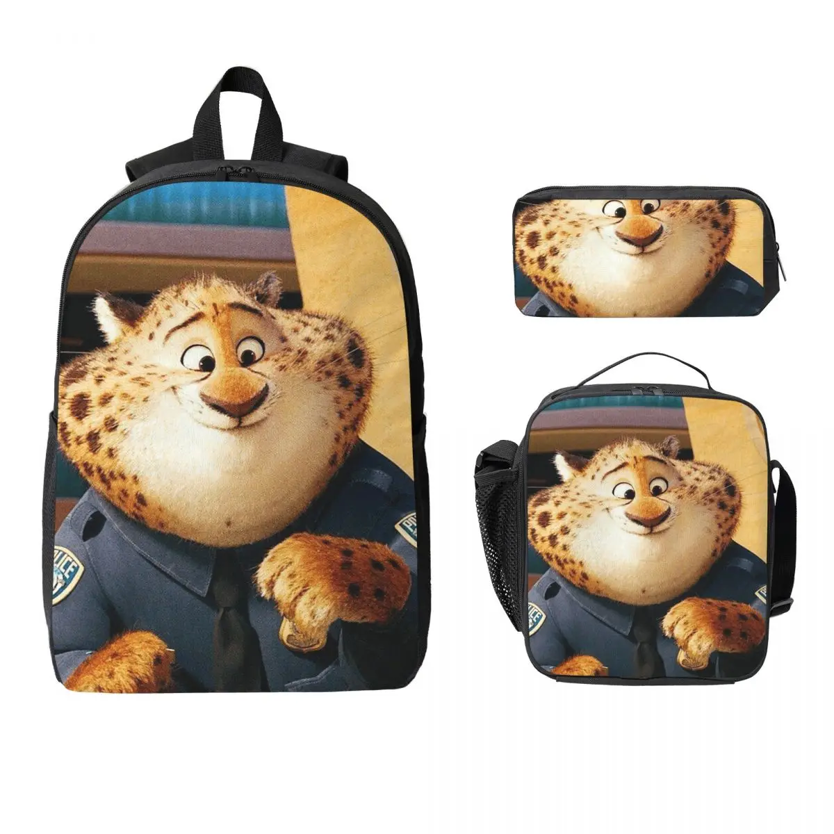 

Рюкзак Zootopia, студенческая сумка для книг для мальчиков и девочек, школьная сумка, компьютерные сумки на плечо, 3 шт., изолированная сумка для обеда, пенал