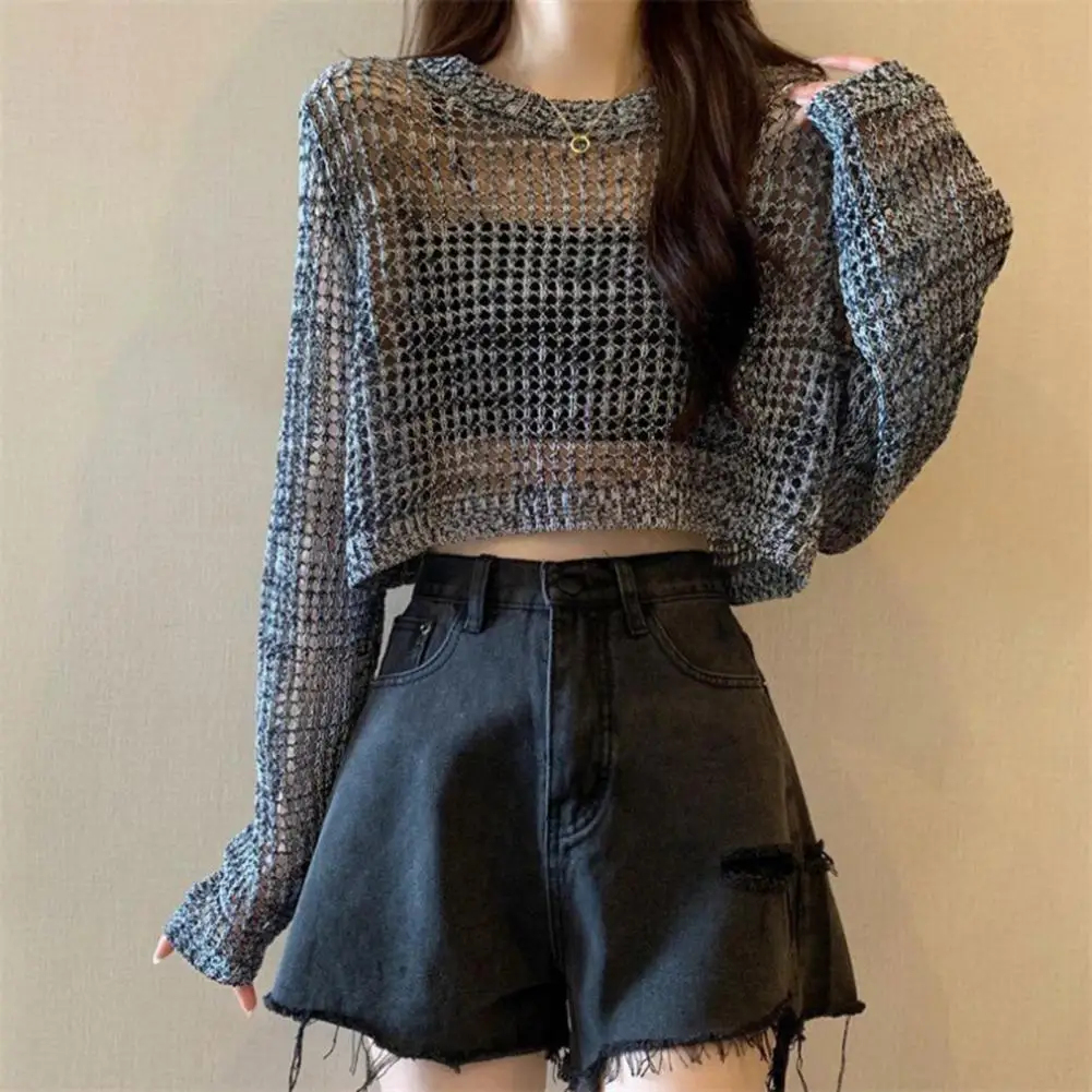 Women Tops Solid Color Blouse Women’s Summer Pullover Tops Loose Fit Hollow Design Blouses Solid Color Thin Sun for Wear