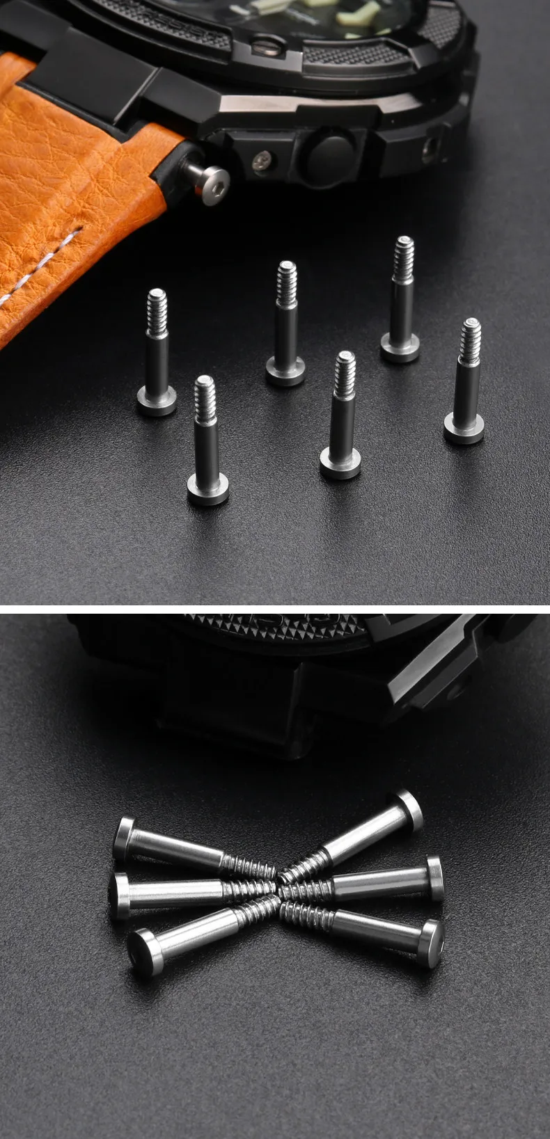 For Casio GST-B100, GST-W110, GST-W300, and GST-S120: Strap Connection Screws, Strap Connector Fastening Screws, and Other Parts