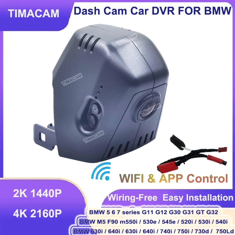 Dash Cam 4K 2160P Wifi Plug and Play Car DVR for BMW 7 Series 740i 750i 750Li M760Li 730d 730Ld 740d 740Ld 750d 750Ld G11 G12