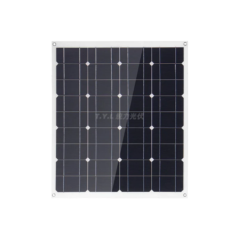 

60W Semi-Flexible Board Solar Panel ETFE Single Crystal Vehicle-Mounted Power Supply Camping RV Photovoltaic