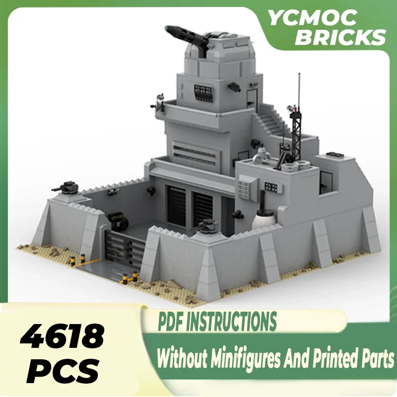 Moc Building Blocks Military Model Outpost with Gun Turret Technical Bricks DIY Assembly Famous Toys For Childr Holiday Gifts